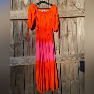 Linea Donatella Orange and Pink Women's Dress Size M